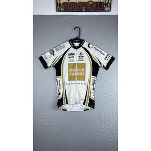 Voler Wells Fargo Cycling Jersey Mens Small White Gold Full Zip Bike Shirt